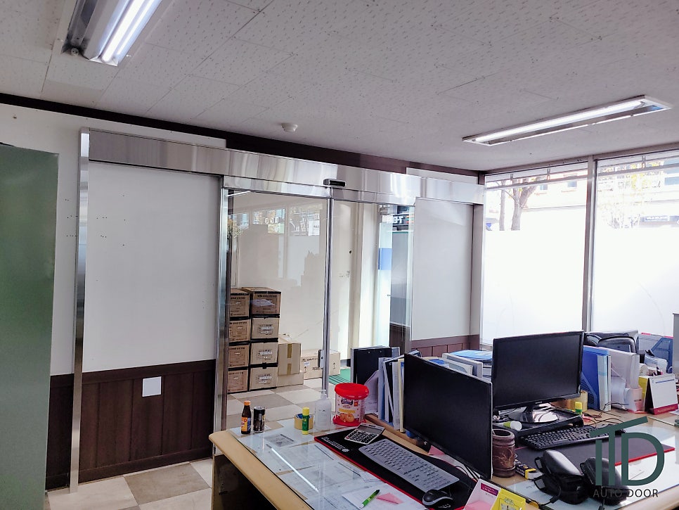 [대전충남자동문](사무실) 상가 자동문 설치-슬라이딩 자동문(양개자동문) 설치[국제오토텍자동문]